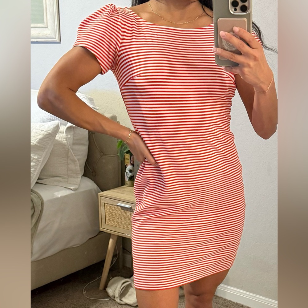 Ann Taylor striped dress orange